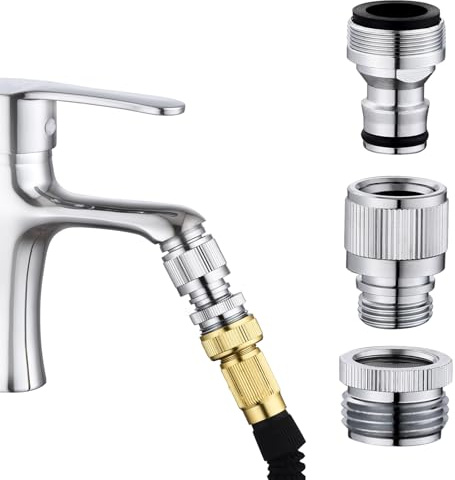 Ceaeso Quick Connector Sink Tap to Garden Hose Adapter Dishwasher Washing Machine Snap Coupler Adapter Bathroom Kitchen Shower Hose Garden Hose