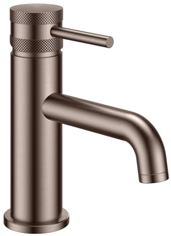 Mono Basin Mixer Tap - Brass Construction Deck Mounted Dual Handle Options Modern Bathroom Sink Tap Flexi Tails Included (Brushed Bronze)