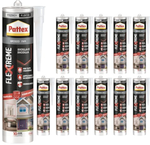 Montage Kleber Grau - Hochleistungsdichtstoff - Hohe Anfangshaftung - Witterungs & UV-Beständig - Vielseitig Einsetzbar - Bau und Renovierungsbereich - Innen und Außen (12 x 280ml)