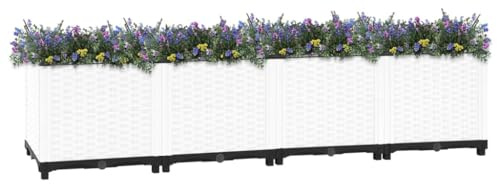 Bancal alto de polipropileno de 160 x 40 x 38 cm, para verduras, hierbas y flores, ideal para pequeños jardines y balcones