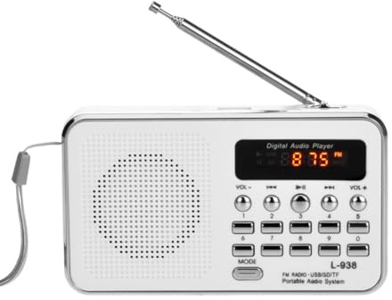 Pesfehhy Mini Radio FM L-938, Altavoz Estéreo Portátil Digital, Reproductor de Audio MP3, Sonido de Alta Fidelidad, Pantalla de 1,5 Pulgadas.