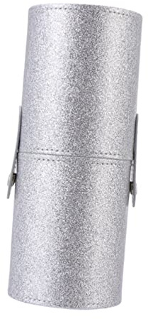 OATIPHO Porte Pinceaux de Maquillage PU Boîte de Rangement Poussière pour Pinceaux Cosmétiques Petit Modèle Argenté Scintillant Capacité Spacieuse pour Organisation Optimale