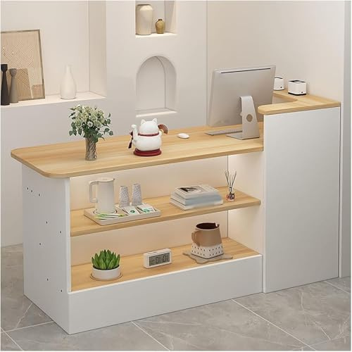 Taifuan Mostrador PequeñO De RecepcióN Estetica, Mostrador Tienda Madera, Gabinete De Cajero, Mostrador De Cajero Ideal para Recepciones, Oficinas, PeluqueríAs(Walnut/Right,120x100x45cm)