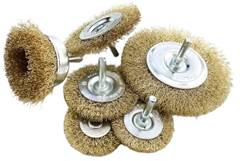 Dunnet Tools 6PC Wire Brush Set | Heavy Duty Rotary Wire Cup Wheel Kit with 2.5mm Shank | Rust Remover, Paint Stripping, Metal Cleaning, Welding Slag Removal, Surface Prep & Polishing Tools