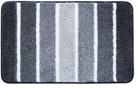 Uang Ku Polyester Fiber Bath Mat Soft Absorbent Microfiber Non-Slip Washable Rugs for Floor Machine Washable Bathroom Rug Shower Mat 40x60cm Navy Blue