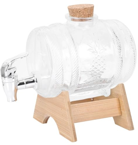 COLLBATH Barril de Vidrio para Bebidas con Grifo y Base Tarro Sellado para Jugos y Vino Diseño con Boca Ancha y Antigoteo para Uso Doméstico y Conservación Fría