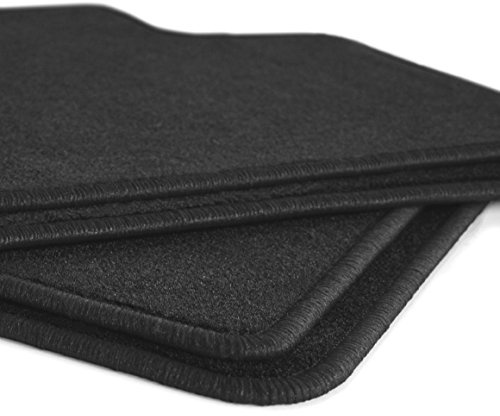 AUTOTEPPICH-Stylers Velours Schwarze Fußmatten passend für QEK Junior 1974-1990 mit Rand in schwarz