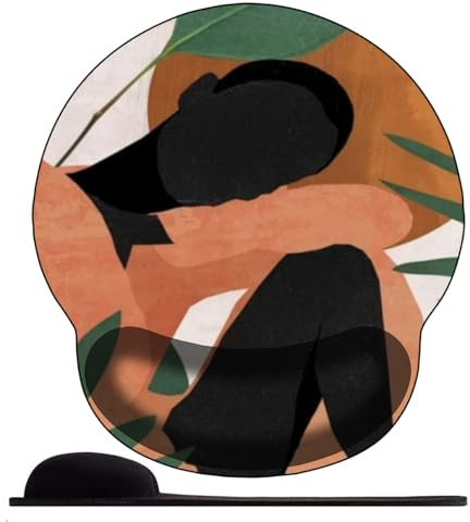 3D Tapis de Souris Ergonomique - Tapis de Souris Gamer avec Repose Poignet, Confort avec Repose- Gaming Mouse Pad pour Ordinateur Portable -Art de beauté géométrique Femme