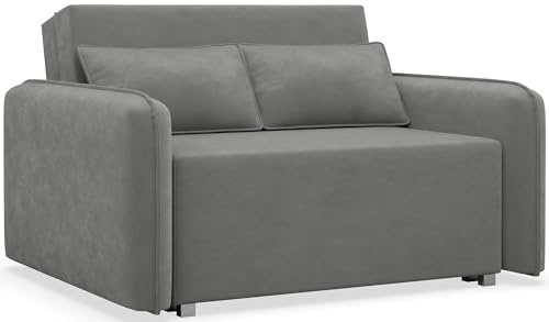 Selsey Schlafsofa mit Bettkasten 110x200 cm Kompaktes Sofa mit Schlaffunktion und Wellenfedern Dunkelgrau Cord Bezug Minimalistisches Design für Kleine Wohnzimmer oder Studios Made in Polen