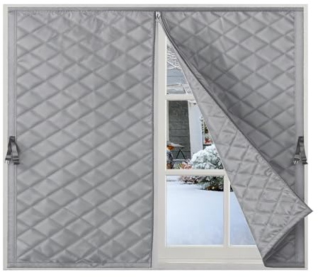 Kit Aislante Térmico Para Ventanas Invierno, Película Aislante Reutilizable Anti Frío Y Viento, Cortina Aislante Acústica Y Térmica Para Hogar(Gris,120x120cm)