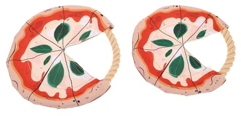 BATHVEVE Dischi Volanti Gioco Interattivo 2 Pezzi a Forma di Pizza per Cani Resistenti ai Morsi in Corda di Cotone per Cani e Cuccioli in Giardino o Parco