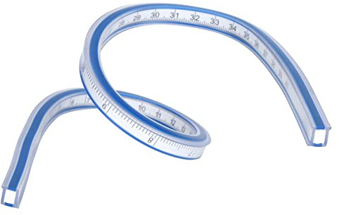 Regla curva flexible, regla curva flexible de doble cara, herramienta de marcas de escala métrica de plástico para dibujar, coser, manualidades, ingeniería, pintura, carpintería, (40cm)