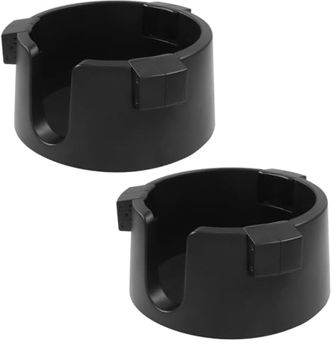 Bonsicoky 2 Pack Anti Spill Cup Holders, Adhesive Adjustable Drink Holder for Desk, Secure Non Tipping Coaster for Coffee Mugs and Cups, Black Plastic Organizer for Office Home Desktop Table