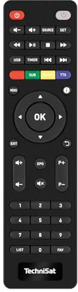 TechniSat HD-S 224+ - Telecomando di ricambio originale per ricevitore satellitare HD-S 224 Plus, colore: Nero