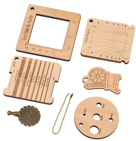 Eminchu Wood Knitting Gauge Rulers Set, Portable & Practical Yarn Measuring Tools for Crochet Enthusiasts, Beech Wood, 7 Pieces