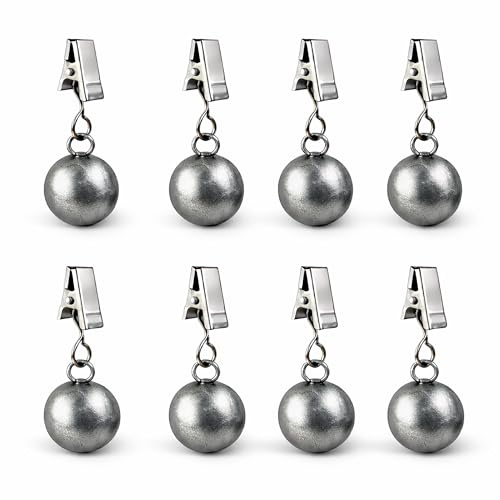 Jeluck 8 pesi per tovaglia, mollette in metallo in acciaio inox con sfere in acciaio inox, pesi da 68 g, per tende, esterni, campeggio, matrimoni e bandiere da giardino