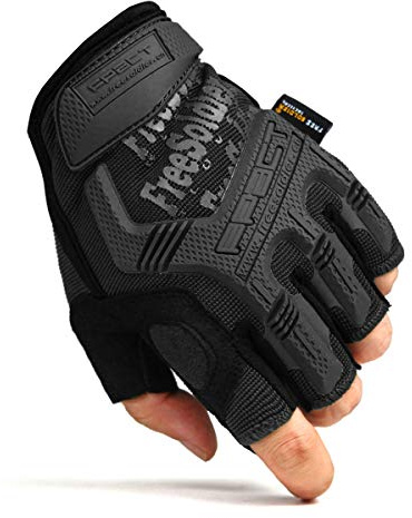 FREE SOLDIER Men's Non-slip Fingerless Gloves Half Finger Cycling Gloves Outdoor Motorcycle Climbing Hiking camping sports Glove (Black, M)