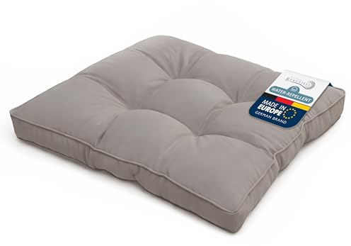Beautissu Lounge Kissen Outdoor wetterfestes Sitzkissen schmutzabweisend | 70x70x10cm Grau Polster für Loungemöbel Rattan Möbel Gartenstuhl Sitzpolster Gartenmöbel Schmutzabweisendes Auflage Flair LK
