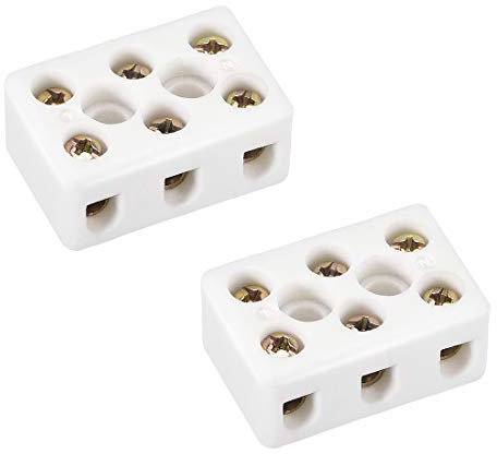 sourcing map 3 Way Ceramics Terminal Blocks High Temp Porcelain Ceramic Connectors 2pcs