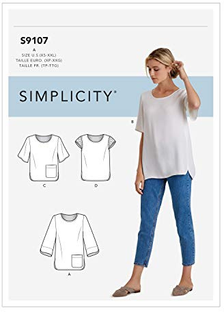 Simplicity Sewing Pattern SS9107 Misses' Tops with Sleeve & Length Variation