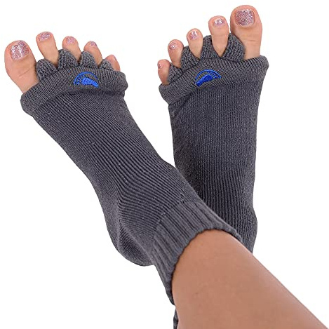 My Happy Feet Foot Alignment Socks with Toe Separators (Charcoal, XLarge)