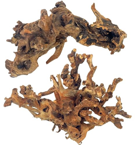 PINVNBY Natural Large Driftwood for Aquarium Fish Tank Decorations, Driftwood for Reptile Tank Bearded Dragon Tank Accessories Terrarium Decor (7.5 to 14.5 inches / 2 Pack)