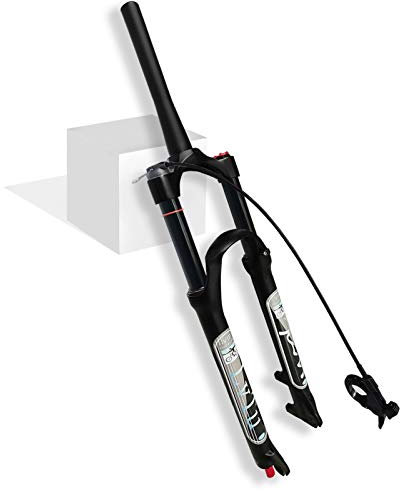 LvTu Mountainbike Vordere Federgabel MTB Luft Gabel 26 27.5 29 Zoll 140mm Federweg Rebound Adjust Ultraleicht Fahrradgabel QR 9mm Schwarz(Tapered Remote Lock Out,29 Zoll)