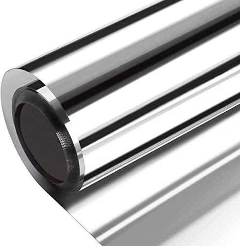 One Way Window Film,Privacy Tint Non Adhesive Static Clings Shades Glass Mirror Film Sun UV Reflective Cover,Heat Control Solar Blocker,Removable Film for House Office Silver 23.6 x 59 Inch