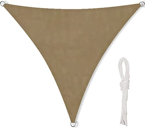 HGTRH Tende da Sole per Esterno a Caduta 4 Metri Protezione Raggi UV Poliestere Antistrappo, Tenda Parasole Triangolare Piccola per Giardino Gazebo Casa Cortile BalconeBrown-2.4X2.4X2.4M