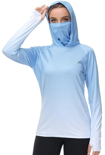 Bassdash FS23W Chemise à Capuche de Pêche UPF 50+ pour Femme avec Masque Facial et Trous pour Les Pouces