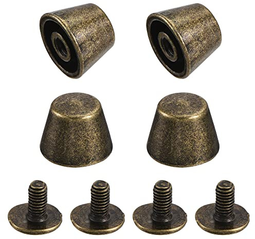 sourcing map Leder Nieten Set,4 Pcs 10x7mm Taschenfüße Hohlnieten Messing Schraubnieten Pilznieten für Leder Tasche Handwerk Schuhe Kleidung Gürtel Geldbörse - Bronz