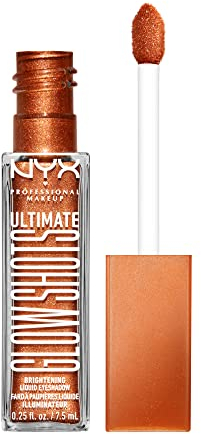 NYX Professional Makeup Flüssiger Lidschatten, 12 Stunden haltbar, Nicht flockend & kein Fallout, Mit Vitamin C, Ultimate Glow Shots, Wow Cacao