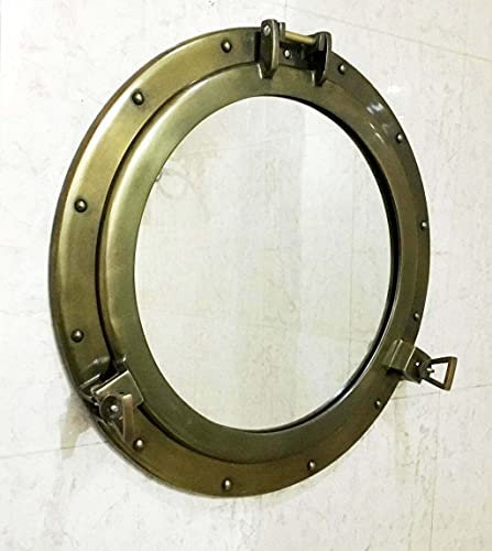 Portillo de buey náutico marino colgante de pared ojo de buey marrón redondo ventana ojo de buey vidrio latón ventana espejo decoración de pared ojos de buey