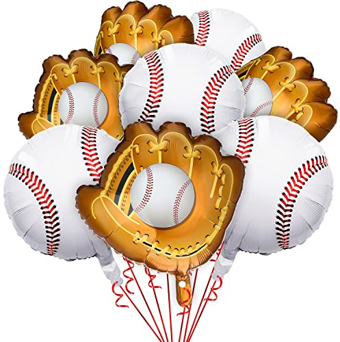 Skylety 8 Pcs Baseball Balloons Foil Glove Sport Birthday Party Decoration