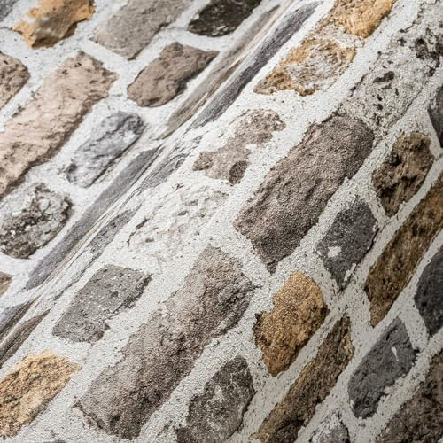 A.S. Création Steintapete Grau Braun A.S. Création THE BOS 388292 Vliestapete Backstein Tapete 10,05 m x 0,53 m Made in Germany