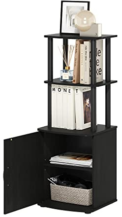 Furinno Turn-N-Tubo Espositore Alto del tavolino di intrattenimento TV a 2 Livelli con Armadio di stoccaggio, Blackwood/Nero, 2 Parti