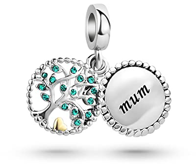 LSxAB Breloque arbre de vie pour maman, fille, grand-mère, tante, membre de la famille, compatible avec bracelets et colliers Pandora