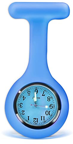 SibyTech Schwesternuhr Ansteckuhr fob,Silikon mit Pin/Clip,Glow Pointer im Dunkeln,Infektionskontrolle Design,Analog-digital,Quarzwerk,Arzt Sanitäter medizinische Brosche Fob Uhr