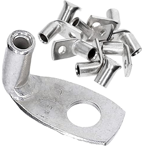 Kalitec 10x Rohrkabelschuhe 90 Grad Gewinkelt 1-1,5 mm² M4 - Kupfer | Standard Quetschkabelschuhe ohne Sichtloch, verzinnte Kabelverbinder für Elektro-Installation, KFZ, Solar - DIN EN 13600