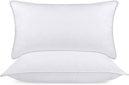 Utopia Bedding Cuscini Letto (Set di 2), 40 x 70 cm Guanciali Letto Coppia, 3D Fibra di Poliestere (Bianco)