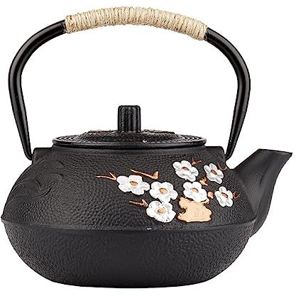 AMYSTY Theiere en Fonte Théière en Fonte Bouilloire À Thé en Fonte Théière Pots À Thé 800ML Théière À La Main pour La Cuisine À La Maison Japonaise Théière Théière Fonte