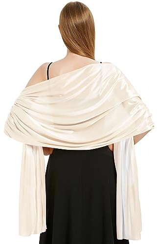 Xnova Stola damen Festlich 200 * 70 cm, Chiffon Schal Shawl Multifunktionstuch Leicht, Elegant übergroßen Schultertuch Chiffontücher für Abendkleid (Beige)