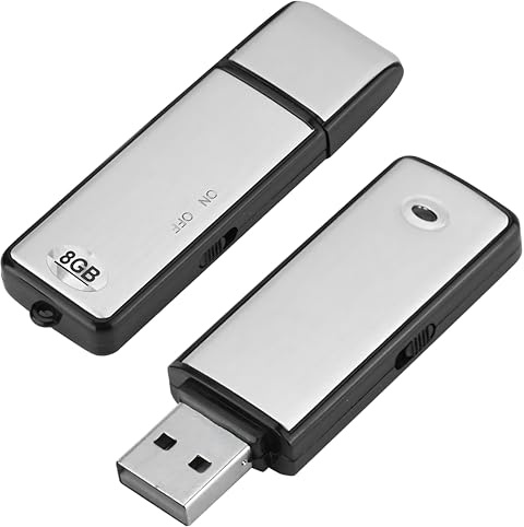 Grabadora de Voz Digital USB, Mini Grabadora de Voz Espia de 8 GB, Grabadora de Voz Pequeña Espía USB para Reuniones, Entrevistas, Conferencias, Clases, con Memoria para Varias Horas de Grabación N3