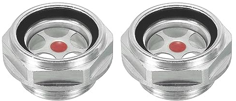 PATIKIL Aria Compressore Olio Mirino Vetro, 2pz M24*1,5 Maschio Filettatura Alluminio Lega Olio Liquido Livello Indicatore Aria Compressore Parti con O-ring