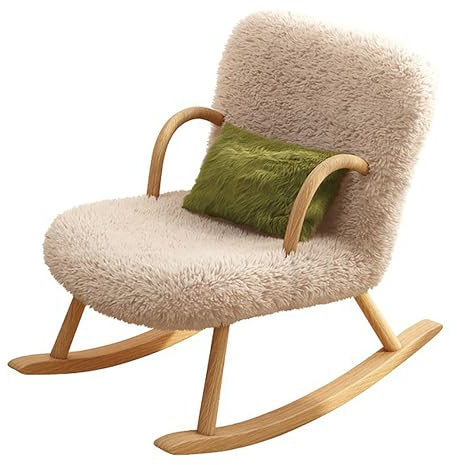 Lounge chair, outdoor chairs, lawn chairs, rocking Chair with Velvet Cover, Rocking Chair with Wooden Frame, Swing Chair, There are two styles to choose from, Colour: White/brown ( Color : White , Siz