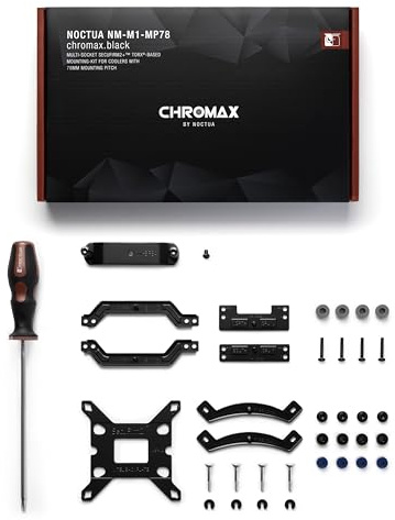Noctua NM-M1-MP78 chromax.black, Kit Montaje Multi-Socket Alto Rendimiento | Compatible con AM5/AM4 y LGA1851/LGA1700/LGA1200, para Disipadores Noctua con Distancia de Montaje 78mm, Incluido Torx T20