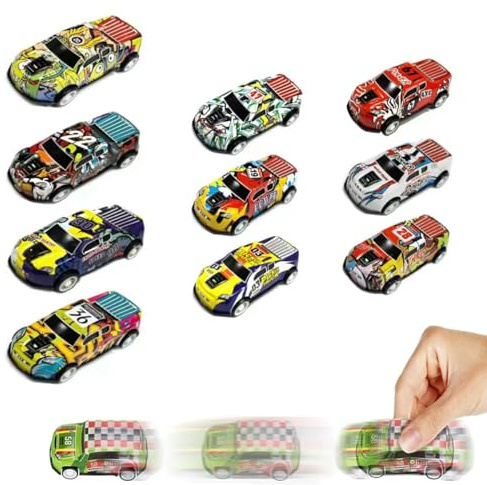 XINFTEU Auto Spielzeug Set,Spielzeugautos Metall,spielzeugauto-Springendes Trägheits Stunt Auto,Legierung zurückziehen Katapult,Kreativität Mini Modelle Spielpreise für Kinder-10 Stück