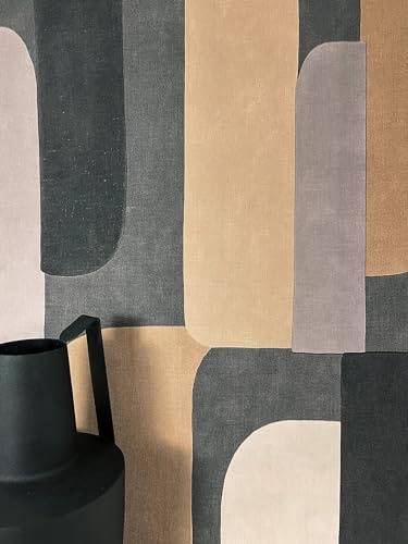 Newroom Tapete Braun Vliestapete Grafik - Mustertapete Modern Beige Grau Muster Formen Abstrakt 3D Optik Textilstruktur Leinen-Optik inkl. Tapezier-Ratgeber