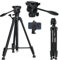 Camera Tripod, LINKCOOL Fluid Head Tripod 59 Aluminum Video Tripod with Quick Release Plate for Canon Nikon Sony DSLR Camera Camcorder