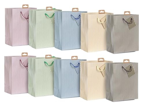 Laro Medium Geschenktüten 10-100 Stk Medium Stripes, Anzahl:10, Muster Tüten:Medium Streifen